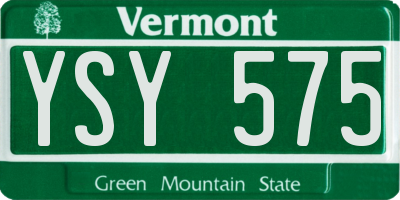VT license plate YSY575