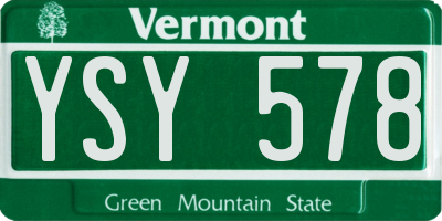 VT license plate YSY578