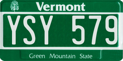 VT license plate YSY579