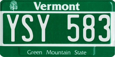 VT license plate YSY583