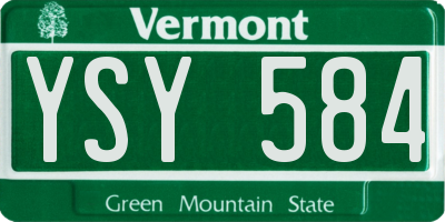 VT license plate YSY584
