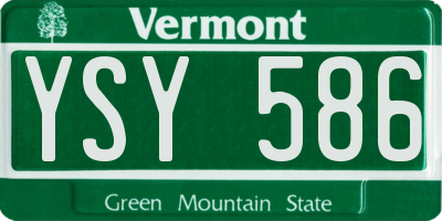 VT license plate YSY586