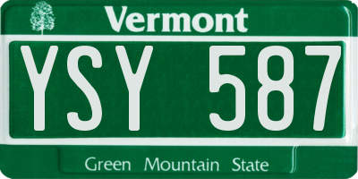 VT license plate YSY587