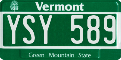 VT license plate YSY589