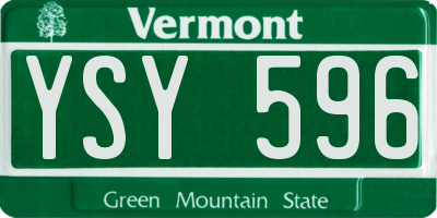 VT license plate YSY596