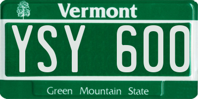 VT license plate YSY600