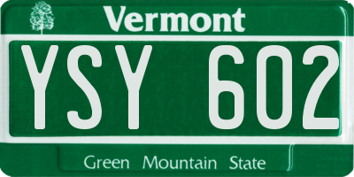 VT license plate YSY602