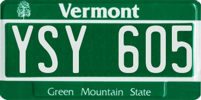 VT license plate YSY605