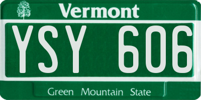 VT license plate YSY606