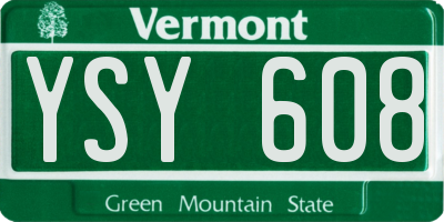 VT license plate YSY608