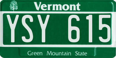VT license plate YSY615