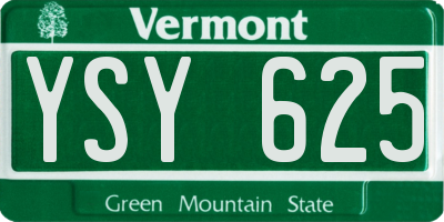 VT license plate YSY625