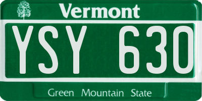 VT license plate YSY630