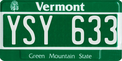 VT license plate YSY633