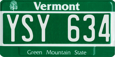 VT license plate YSY634