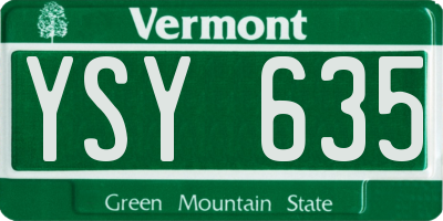 VT license plate YSY635
