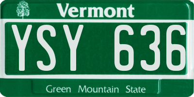VT license plate YSY636