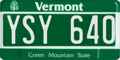 VT license plate YSY640