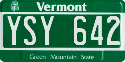 VT license plate YSY642