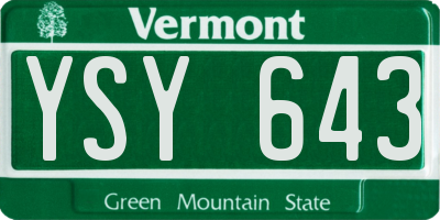 VT license plate YSY643