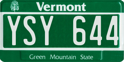 VT license plate YSY644
