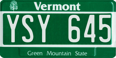 VT license plate YSY645