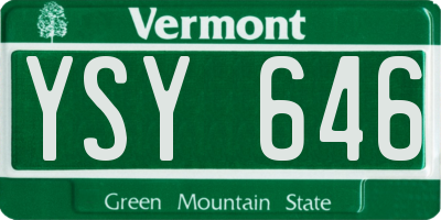 VT license plate YSY646