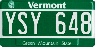 VT license plate YSY648