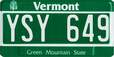 VT license plate YSY649