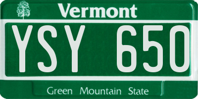 VT license plate YSY650