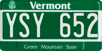 VT license plate YSY652
