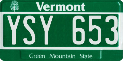 VT license plate YSY653