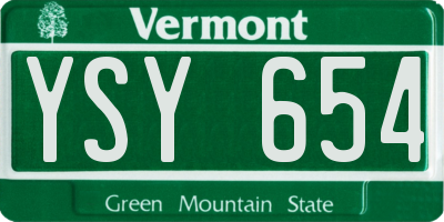 VT license plate YSY654
