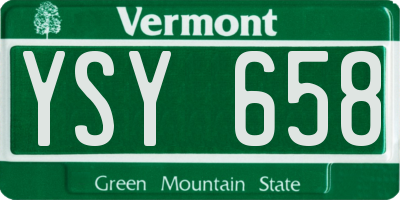 VT license plate YSY658