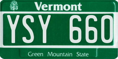 VT license plate YSY660