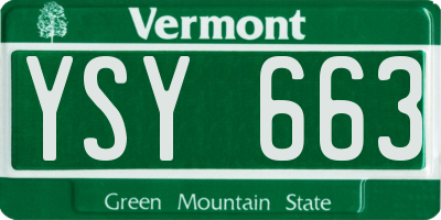 VT license plate YSY663