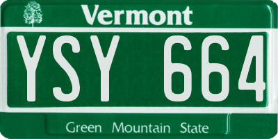 VT license plate YSY664