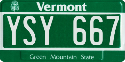 VT license plate YSY667