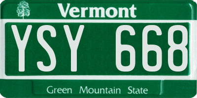 VT license plate YSY668