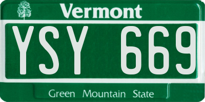 VT license plate YSY669