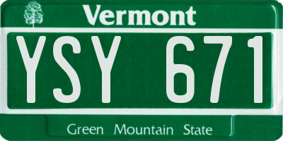VT license plate YSY671