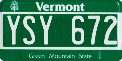 VT license plate YSY672