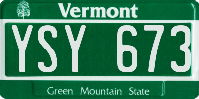 VT license plate YSY673
