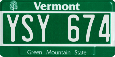 VT license plate YSY674