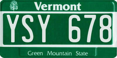 VT license plate YSY678