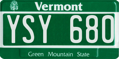 VT license plate YSY680