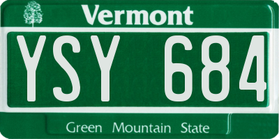 VT license plate YSY684