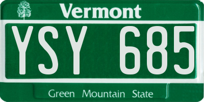 VT license plate YSY685