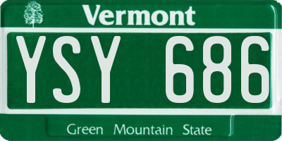 VT license plate YSY686