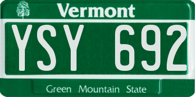 VT license plate YSY692